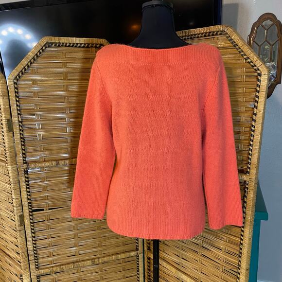 Calypso St. Barth 100% Cashmere Sweater Coral Orange Medium Soft Luxe cozy - Picture 7 of 8